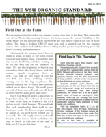 WSU Organic Standard, July 25, 2011