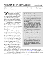 WSU Organic Standard, April 27, 2007