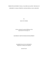 Predicting mothers' social coaching qualities: the role of children's characteristics and maternal social beliefs