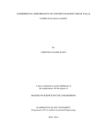 Experimental performance of concrete masonry shear walls under in-plane loading