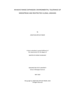 Invasive range expansion: environmental tolerance of widespread and restricted clonal lineages