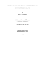 The effect of access to health care on self-reported health outcomes for U.S. immigrants