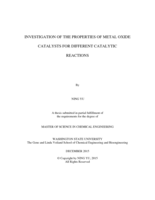 Investigation of the properties of metal oxide catalysts for different catalytic reactions