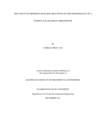 Influence of different building practices on the performance of a passive solar design greenhouse
