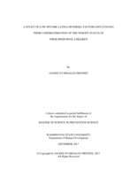 A study of low-income Latina mothers: factors influencing their underestimation of the weight status of their preschool children