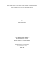 Influences of acculturation on house form as reflected in a Russian immigrant group in the United States