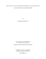 The value of values: exploring the personal values of first year college students and their mothers