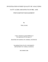Investigation of beef quality by analyzing fatty acids and effects of pre- and post-harvest management