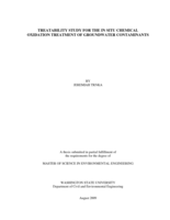 Treatability study for the in situ chemical oxidation treatment of groundwater