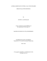 Lateral resistance of steel-clad, wood-framed shear walls with openings