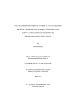 Who teaches environmental systems in NAAB accredited architecture programs?: a profiles developed from surveys of faculty in 130 architecture programs in the United States