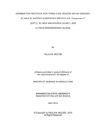 Germination protocol for three cool-season native grasses: Elymus elymoides subspecies brevifolius "subspecies C" (SSP C), Elymus macrourus (ELMA7), and Elymus wawawaiensis (ELWA2)
