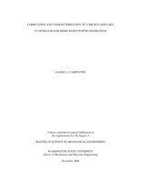 Fabrication and characterization of a micro capillary evaporator for MEMS based power generation