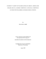 Construct validity of teacher ratings of ADHD-IN, ADHD-HI, ODD-toward adults, academic competence, and social competence factors with Thai middle and high school students