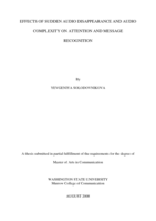 Effects of sudden audio disappearance and audio complexity on attention and message recognition
