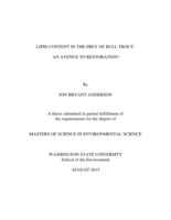 Lipid content in the prey of bull trout: an avenue to restoration?