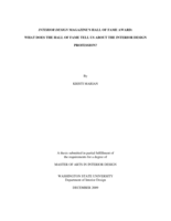 Interior design magazine's hall of fame award: what does the hall of fame tell us about the interior design profession?