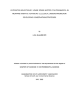 Oviposition selection by a rare Grass skipper, Polites mardon, in montane habitats: advancing ecological understanding for developing conservation strategies