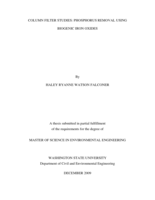 Column filter studies: phosphorus removal using biogenic iron oxides