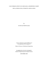 Cold working effects on mechanical properties in sheet metal joining for automotive applications
