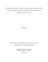 Maternal psychological control and relational aggression during early childhood: do maternal warmth and child temperament moderate the association?