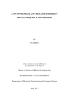 Low-power phase accumulator for direct digital frequency synthesizers