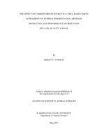 The effect of carbohydrate source in a urea-based liquid supplement on ruminal fermentation, methane production and performance of beef cows fed low-quality forage