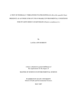 A test of federally threatened water howellia (Howellia aquatilis Gray) presence as an indicator of unfavorable environmental conditions for invasive reed canarygrass (Phalaris arundinacea L.)