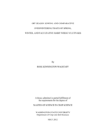 Off season sowing and comparative overwintering traits of Spring, Winter, and facultative habit wheat cultivars