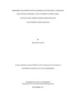 Embedded transportation engineering knowledge: comparing practicing engineers' and university instructors' context for understanding sight distance and stopping sight distance
