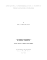 Maternal control in mother-child relationships and the effects on children's social dominance strategies
