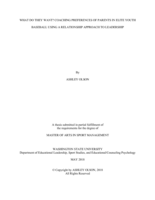 What do they want?: Coaching preferences of parents in elite youth baseball using a relationship approach to leadership
