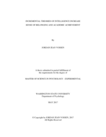 Incremental theories of intelligence increase sense of belonging and academic achievement