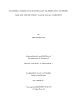 Salmonella resistance against cinnamon oil, desiccation and heat in paper disc with or without almond surface components