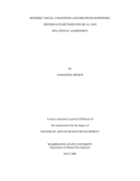 Mother's social cognitions and discipline responses: Differences between physical and relational aggression