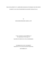 The development of a simplified modeling technique for the finite element analysis of reinforced masonry shear walls