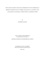Population dynamics and spatial distribution of two commercially important species of sea cucumber, Parastichopus californicus and Parastichopus leukothele, in deep central California waters