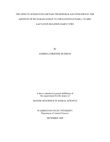The effects of reducing dietary phosphorus and nitrogen by the addition of bluegrass straw to the rations of early to mid-lactation Holstein dairy cows