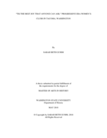 "Tis the best joy that anyone can ask": progressive era women's clubs in Tacoma, Washington