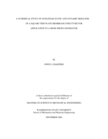 A numerical study of nonlinear static and dynamic behavior of a square thin plate-membrane structure for application to a MEMS micro-generator