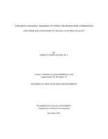 Exploring mothers' memories of their childhood peer experiences and their relationships to social coaching quality