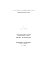 The transition to college: perspectives on the role of orientation