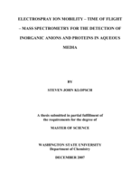 Electrospray ion mobility-time of flight- mass spectrometry for the detection of inorganic anions and proteins in aqueous media