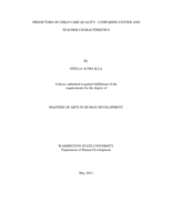 Predictors of child care quality: comparing center and teacher characteristics