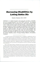 Decreasing disabilities by letting babies die