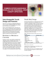 Common interchangeable nozzles for perennial crop canopy sprayers