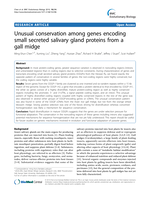 Unusual conservation among genes encoding small secreted salivary gland proteins from a gall midge