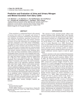 Prediction and Evaluation of Urine and Urinary Nitrogen and Mineral Excretion from Dairy Cattle