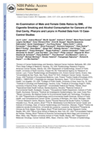 An Examination of Male and Female Odds Ratios by BMI, Cigarette Smoking and Alcohol Consumption for Cancers of the Oral Cavity, Pharynx and Larynx in Pooled Data from 15 Case-Control Studies