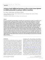 Actions of anti-Mullerian hormone on the ovarian transcriptome to inhibit primordial to primary follicle transition